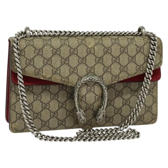GUCCI GG Supreme Chain Dionysus Bag PVC Beige Silver 400249 Auth bs28270 - Picture 1 of 16